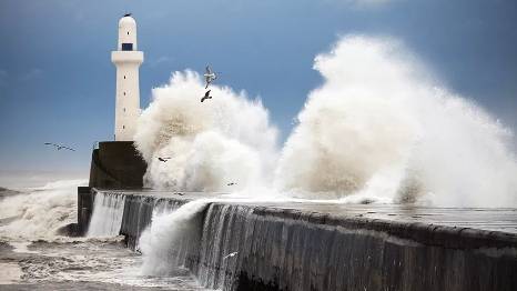 The waters off Aberdeen's coast, where this lighthouse is located, are unusually warm